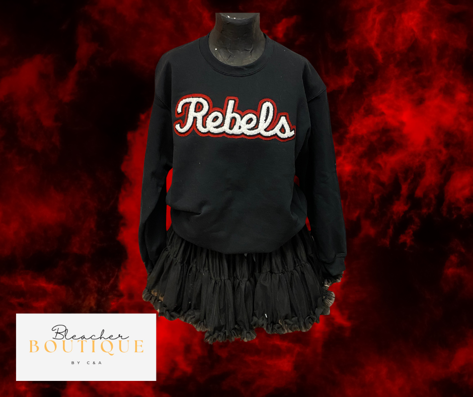 Black Sweatshirt Rebels Chenille
