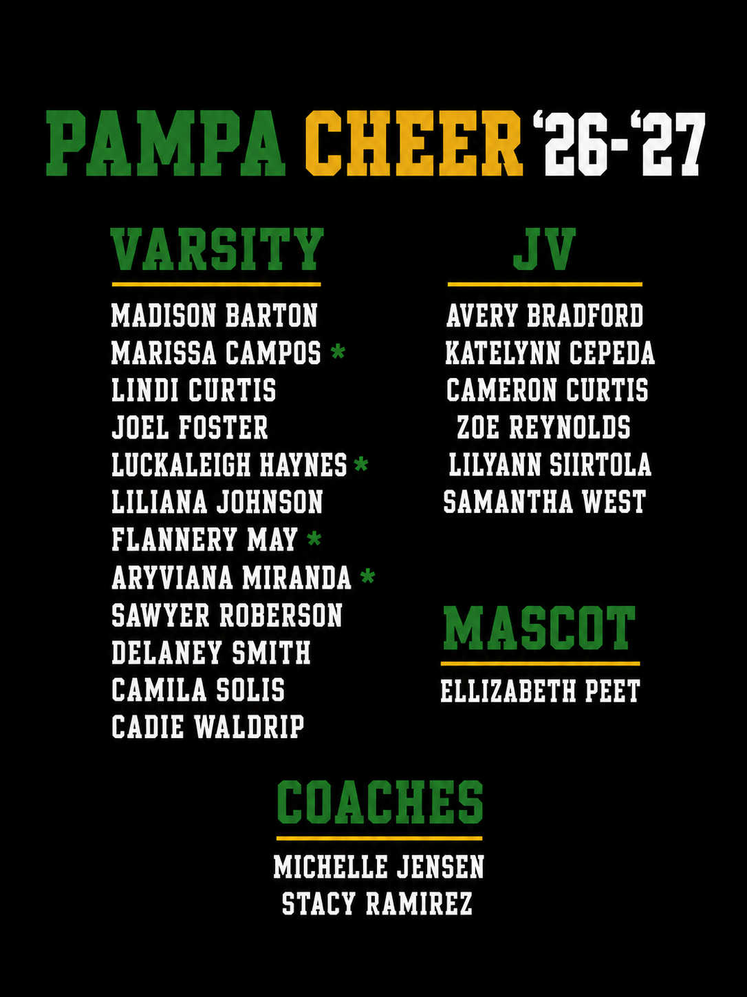 Cheer Roster Shirt 2026-2027