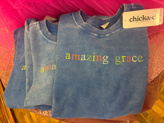 Amazing Grace Embroidered Ridge Sweater