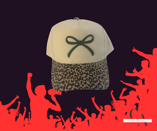 Custom Puff Bow Leopard Hat
