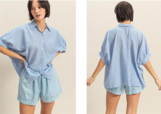 Blue/White Striped Blouse