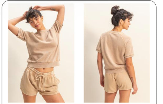 Dark Taupe Knit Shorts