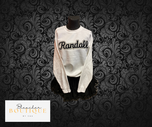 White Sweatshirt Black Chenille Randall