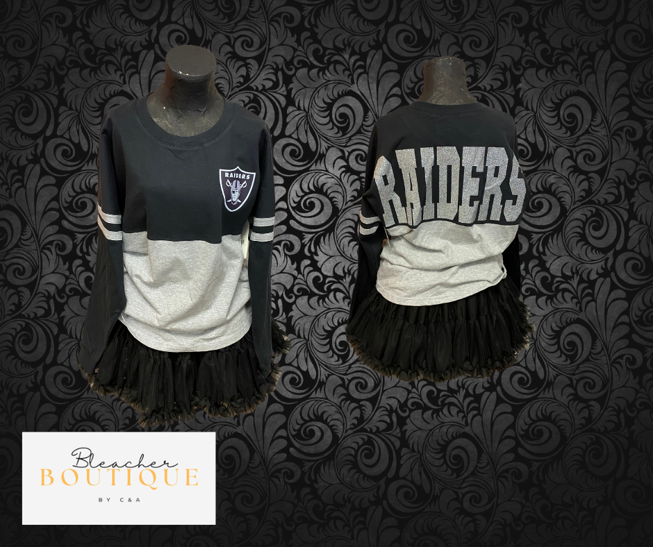 Black & gray Long sleeve glitter back