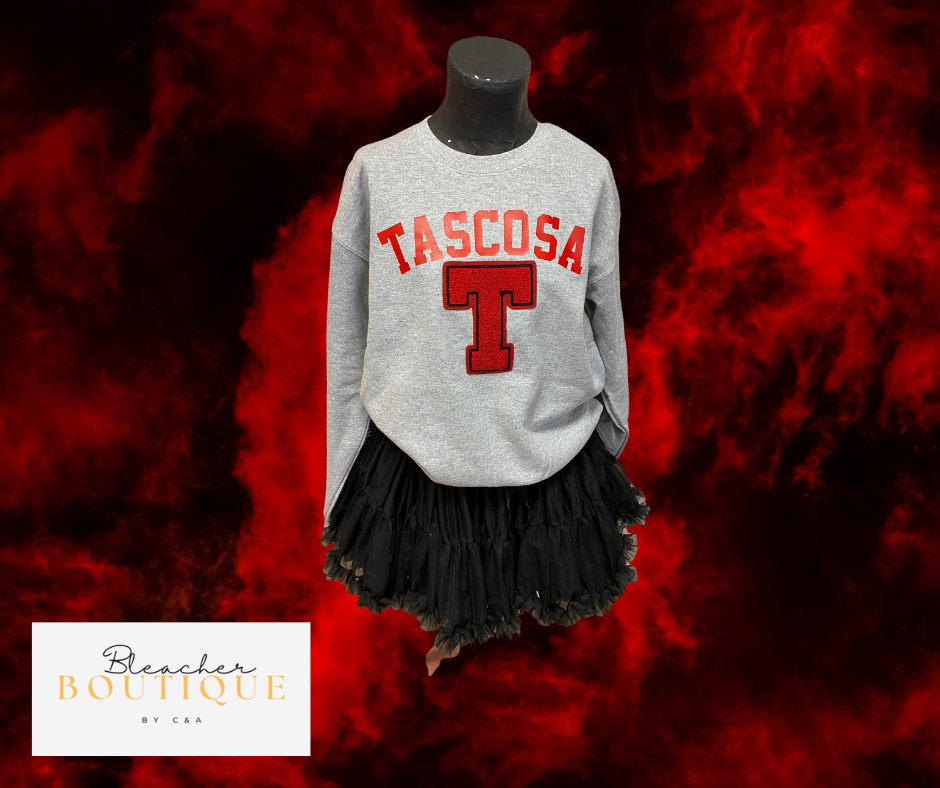 Gray Sweatshirt Red Chenille T Tascosa